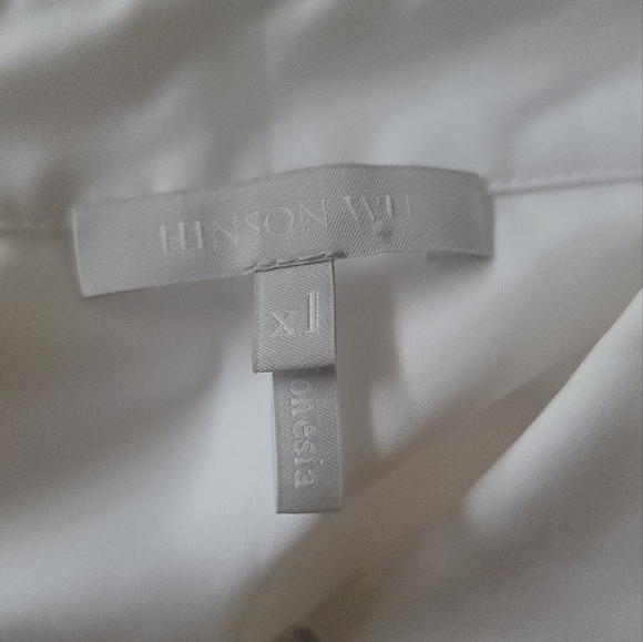 Hinson Wu White Cotton Blend Button Front Oversized Savannah shirt SZ XL - Picture 3 of 3